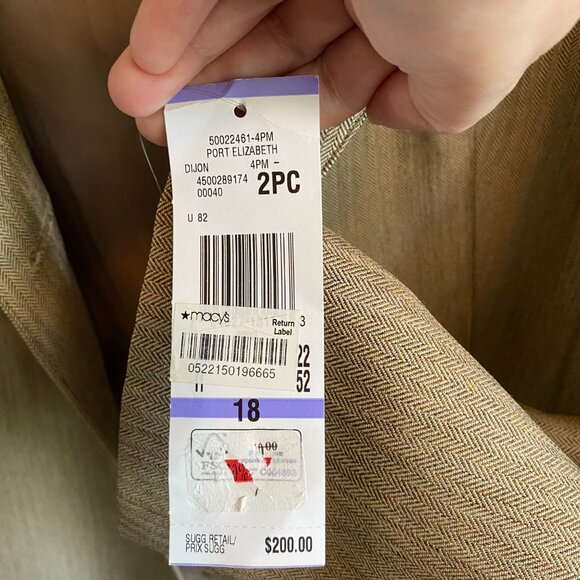 NWT Evan-Picone Pant Suit 18 40" waist Dijon Brown Port Elizabeth Shawl Collar - Picture 12 of 16